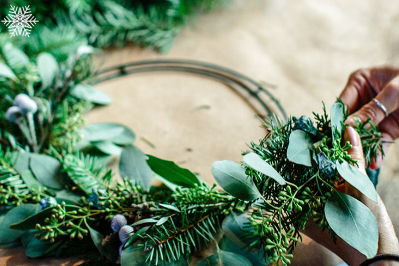A green Christmas wreath.
